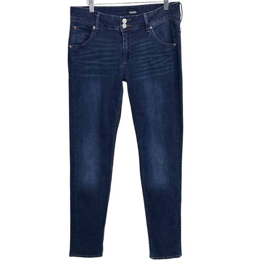 Hudson Jeans Womens 30 Blue Denim Collin Flap Skinny Wash Stretch